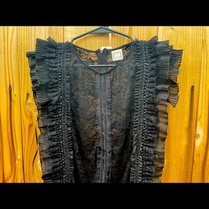 Body suit lace blouse top! Stunning sleeveless with beautiful decor of ruffles